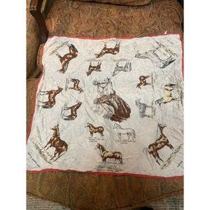 1960s Vintage Japan Made Rayon Horse Scarf